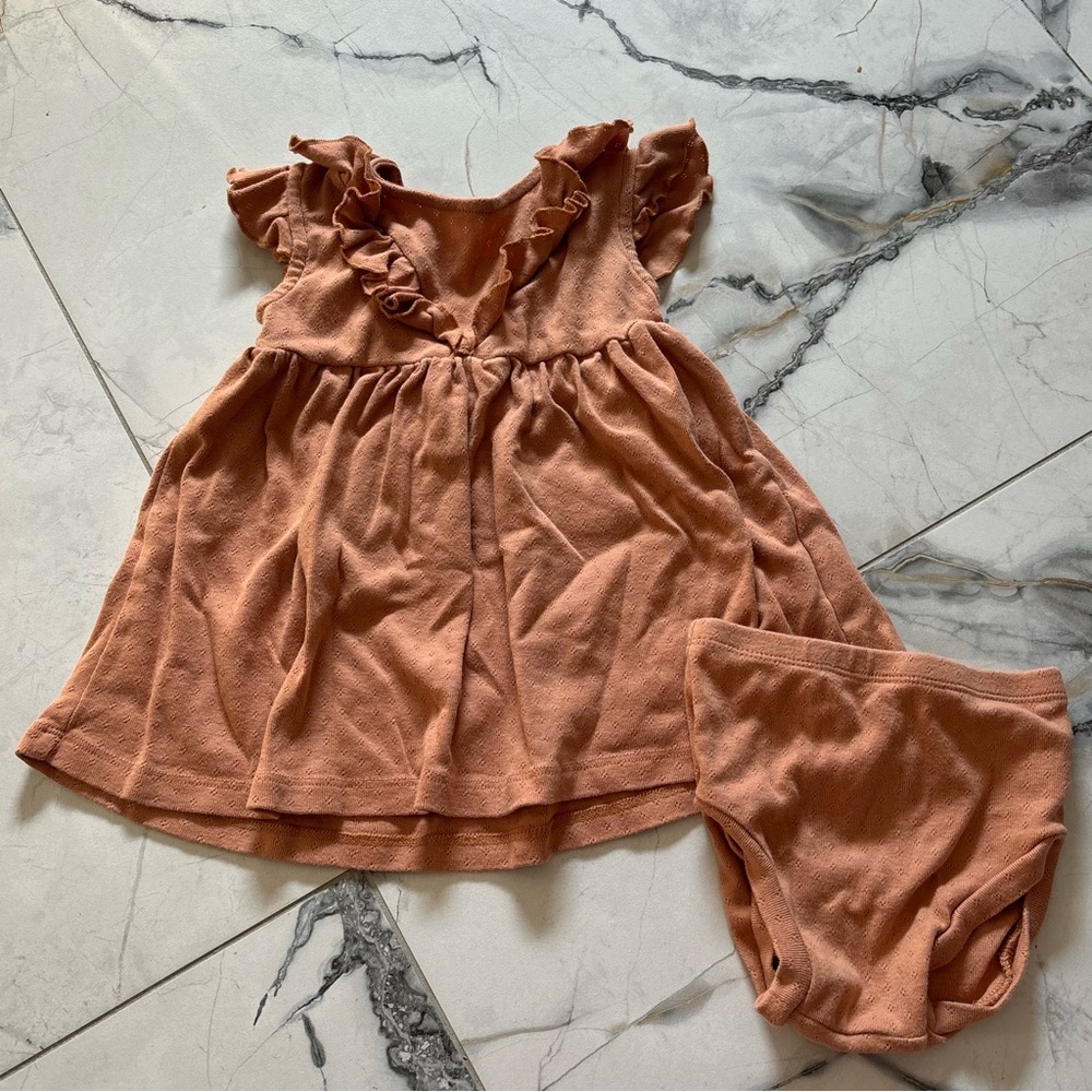 Quincy Mae Ruffled Dress Set in Rust